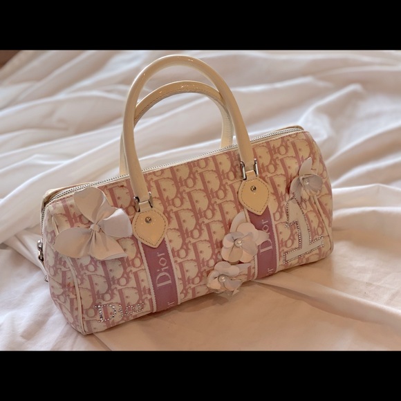 Dior Handbags - Vintage Dior Pink & White Monogram Purse